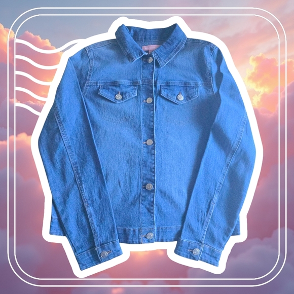 BCBG Girls Denim Jacket L (14/16) π Soft Stretchy Jean Jacket β Trendy & Comfy! - Picture 1 of 11
